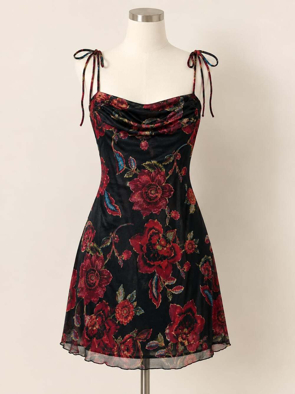 Cider Dark Floral Mesh Mini Dress Fairy Grunge Romantic Goth Y2K L